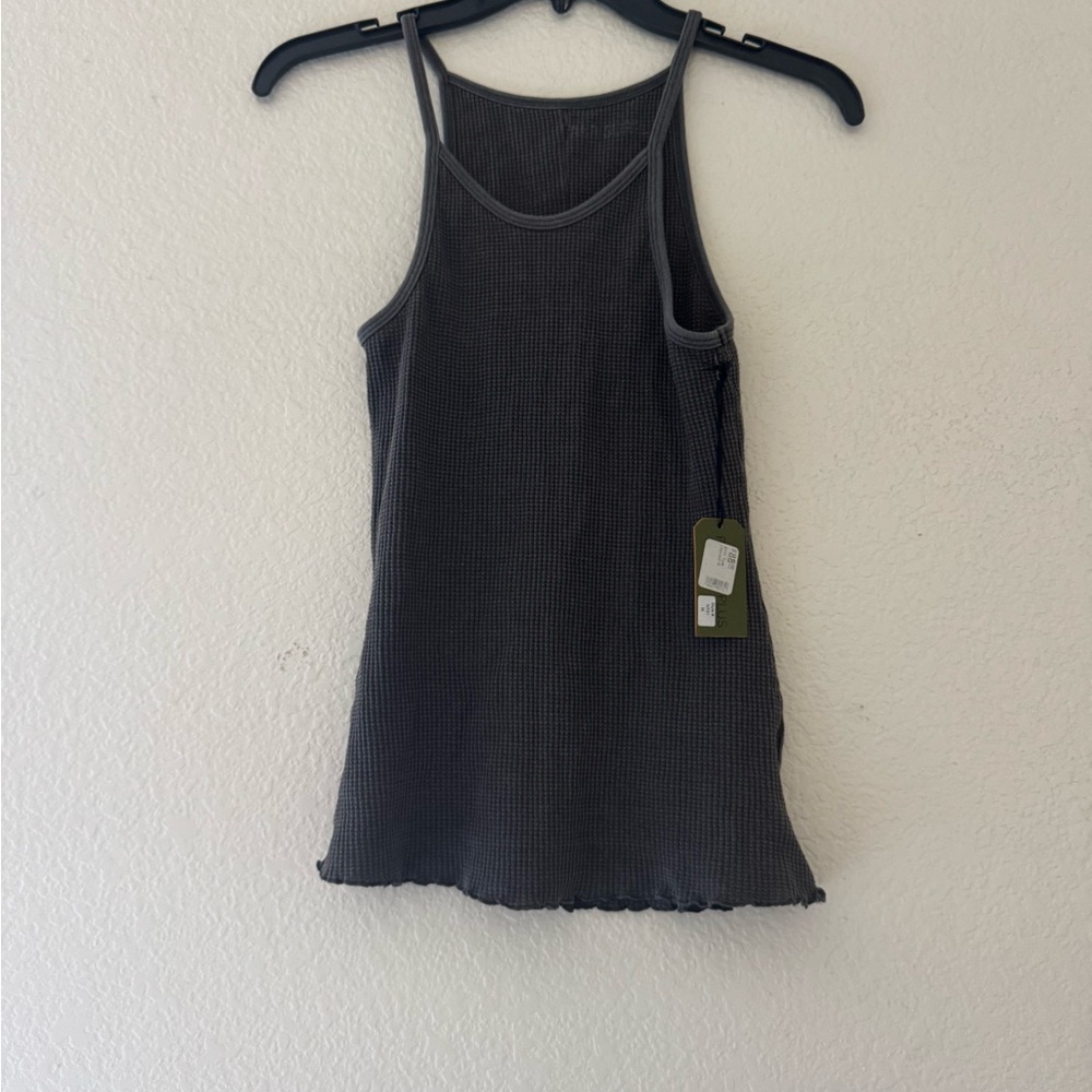 NWT R & R Surplus Gray Thermal Ribbed Women's Tank Top - Picture 3 of 3